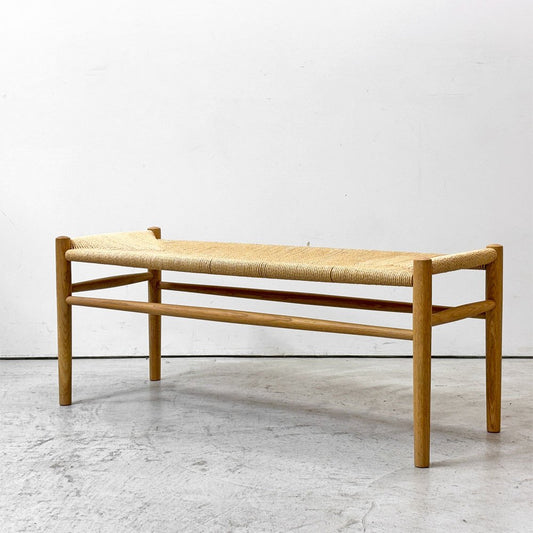 FDBモブラー FDB Mobler J83B ベンチ オーク材 ペーパーコード ヨーエン・ベクマーク Jorgen Baekmark 北欧家具 ●