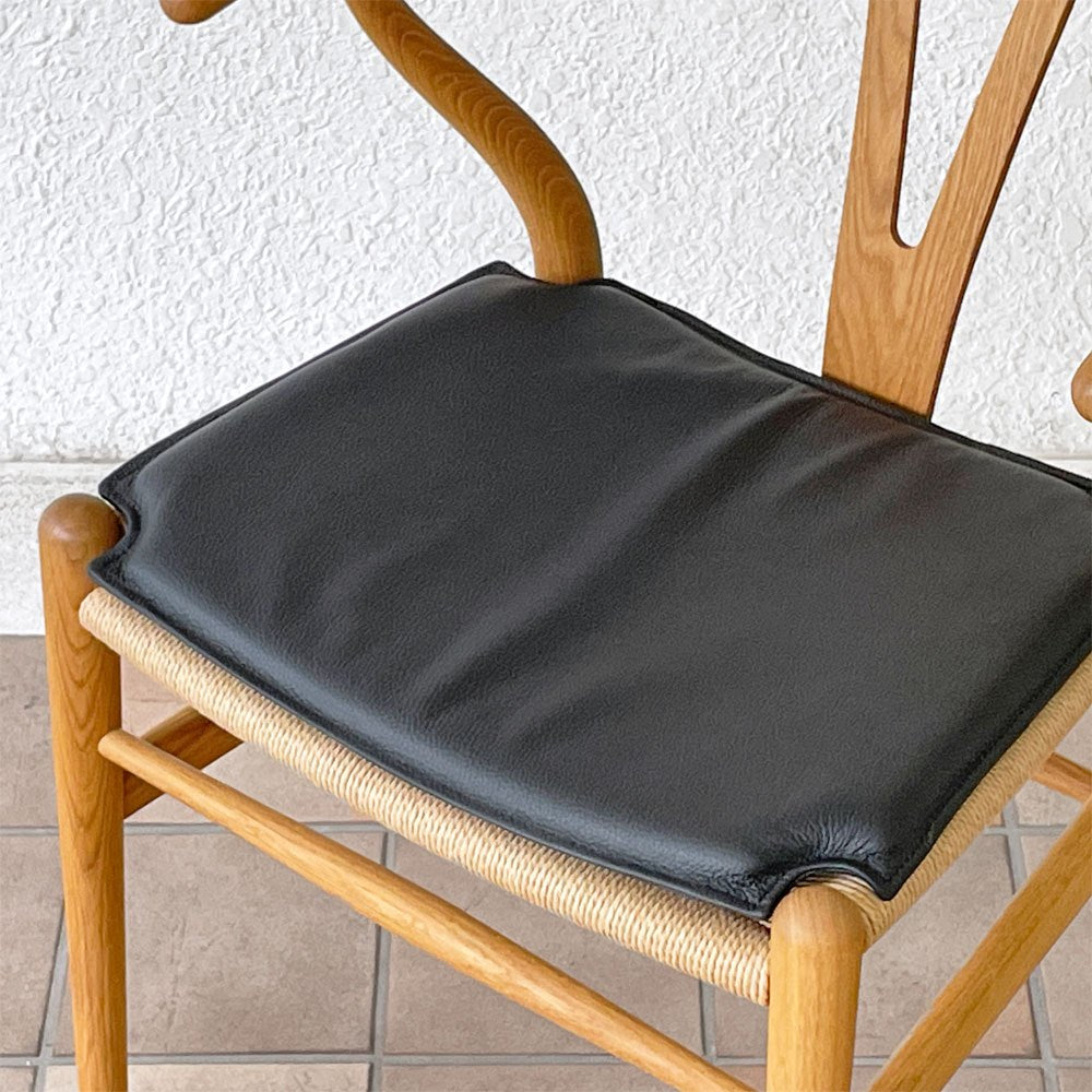 カールハンセン＆サン Carl Hansen & Son ウィッシュボーンチェア WISHBONE CHAIR CH24 Yチェア 専用チェアクッション レザー ブラック ◇