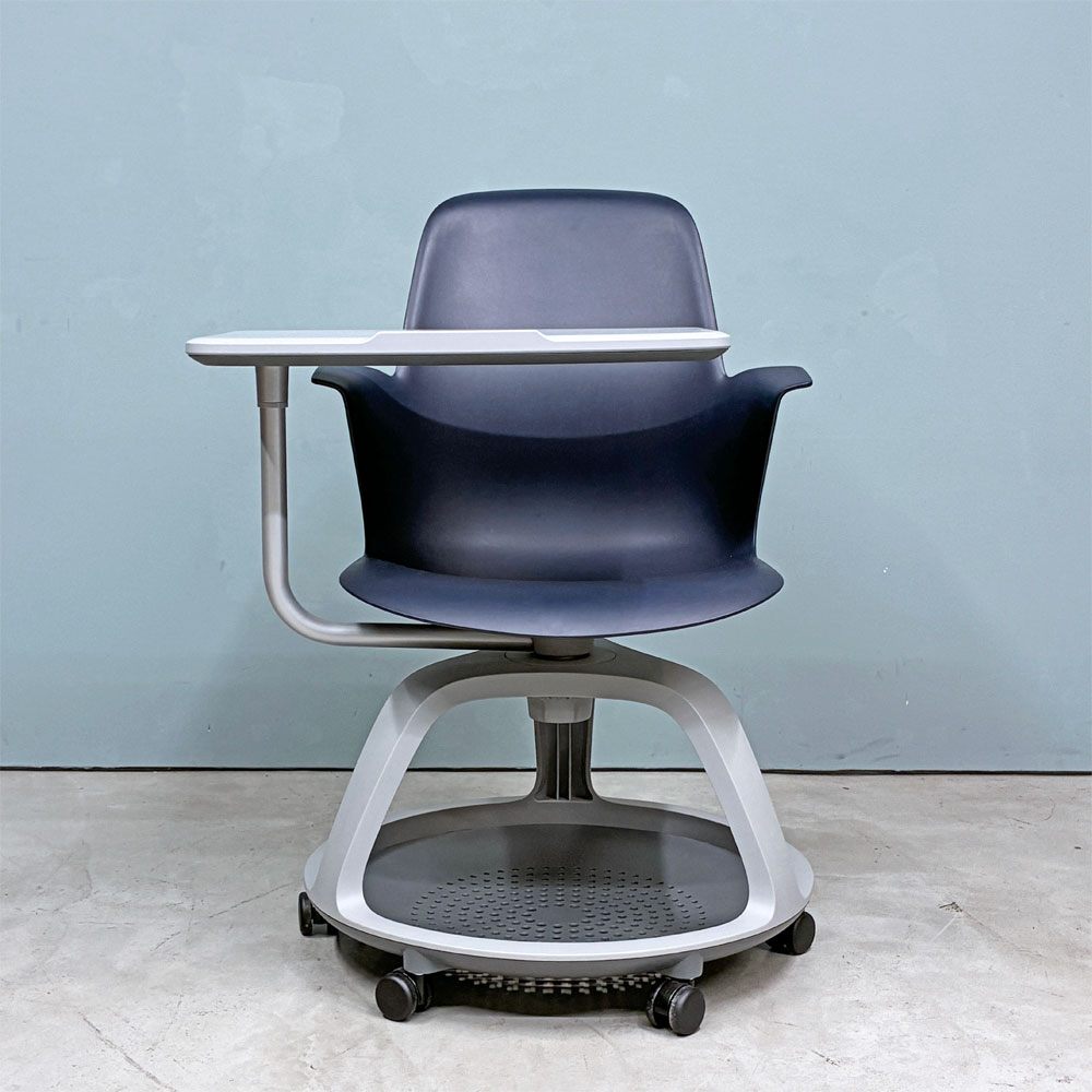 スチールケース Steelcase ノード node ミーティングチェア オフィスチェア ネイビー 可動式サイドテーブル＆キャスター付 ◎