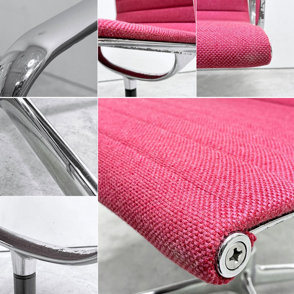 ヴィトラ vitra アルミナムグループ マネジメントチェア デスクチェア 4本脚 ファブリック張り替え済み レッド系 イームズ ●