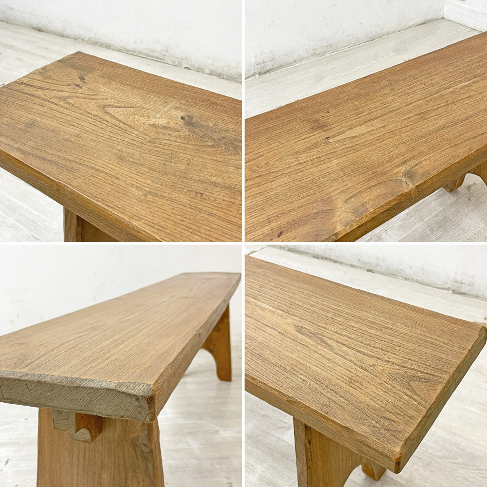 ヨーロッパビンテージ European Vintage 古い木味の木製ベンチ 無垢材 古家具 W139.5cm ●