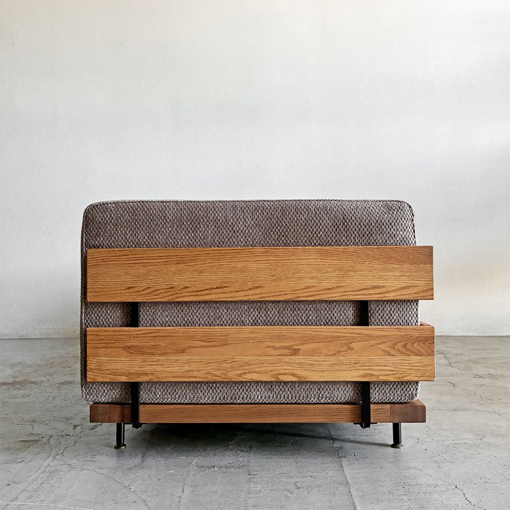 モモナチュラル MOMO Natural エヌボックス N.BOX SOFA ワイド3Pソファ カバーリングファブリック グレー系 オーク材 W205cm 定価￥205,000-以上 〓