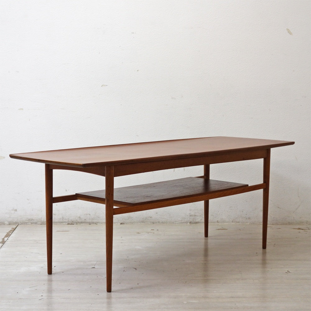北欧ビンテージ Scandinavian vintage チーク材 ×オーク材 センターテーブル カフェテーブル w149.5cm 北欧家具 ●