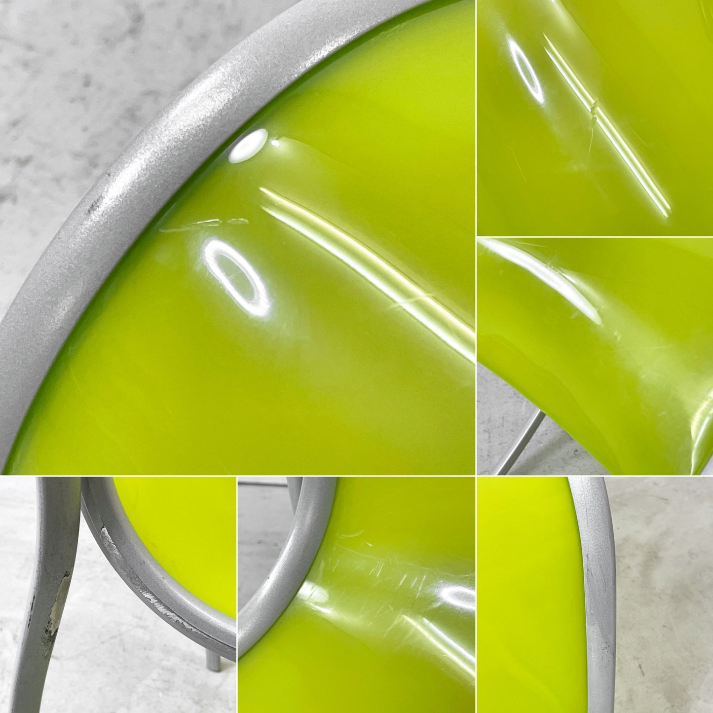カルテル Kartell FPE chair スタッキングチェア ダイニングチェア アルミ ポリプロピレン グリーン ロンアラッド イタリアモダン 廃番 D ●