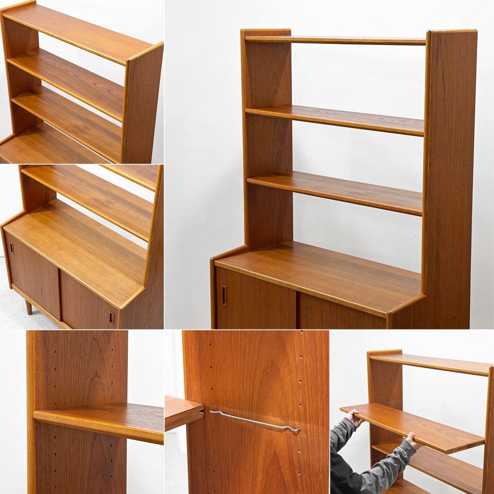 北欧ビンテージ Scandinavian Vintage チーク材 オープンシェルフ キャビネット ブックシェルフ 飾り棚 W90cm 北欧家具 ●