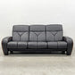 冨士ファニチア FUJI FURNITURE 3pソファ＋オットマン2台付き 本革張り リクライニング機能付き〓
