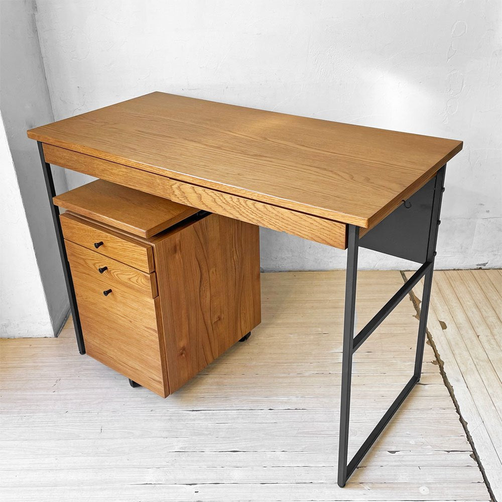 一生紀 ISSEIKI フェロー デスク+ワゴン 2点セット FERRO DESK 100+WAGON 35 オーク材 定価￥44,980- ★