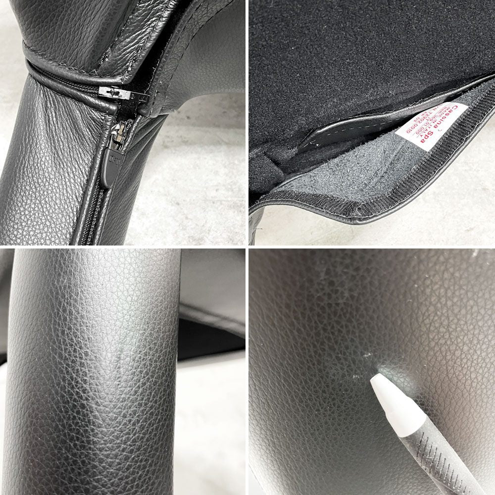 カッシーナ Cassina オラ 369 HOLA アームレスチェア ダイニングチェア 本革 ブラックレザー ハンス・ウェッツスタイン イタリア 定価￥418,000- A ●