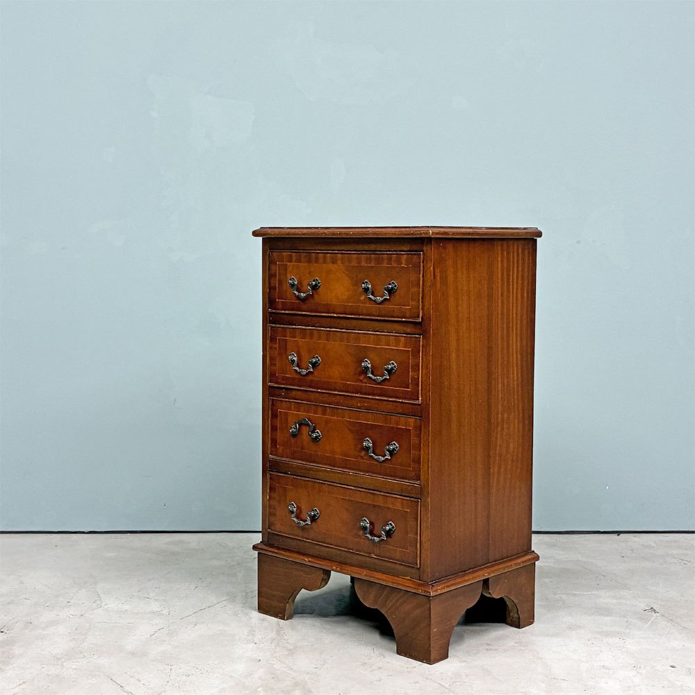 UKビンテージ UK vintage マホガニー材 コンパクトチェスト 4ドロワー H75.8cm 英国家具 ◎