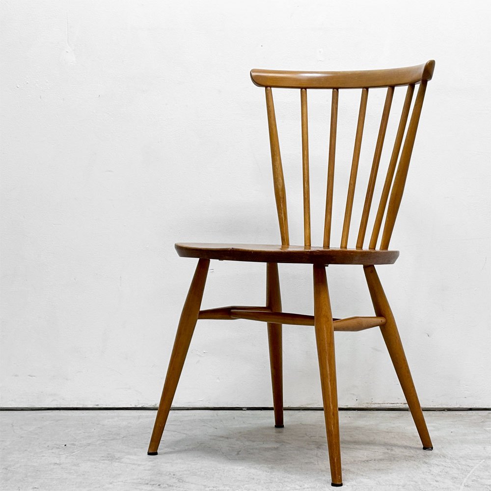 アーコール Ercol ボウバックチェア ファンバックチェア 5本タイプ エルム材 UKビンテージ Vintage 英国 横浜ダニエル製オリジナルクッション付 A ●
