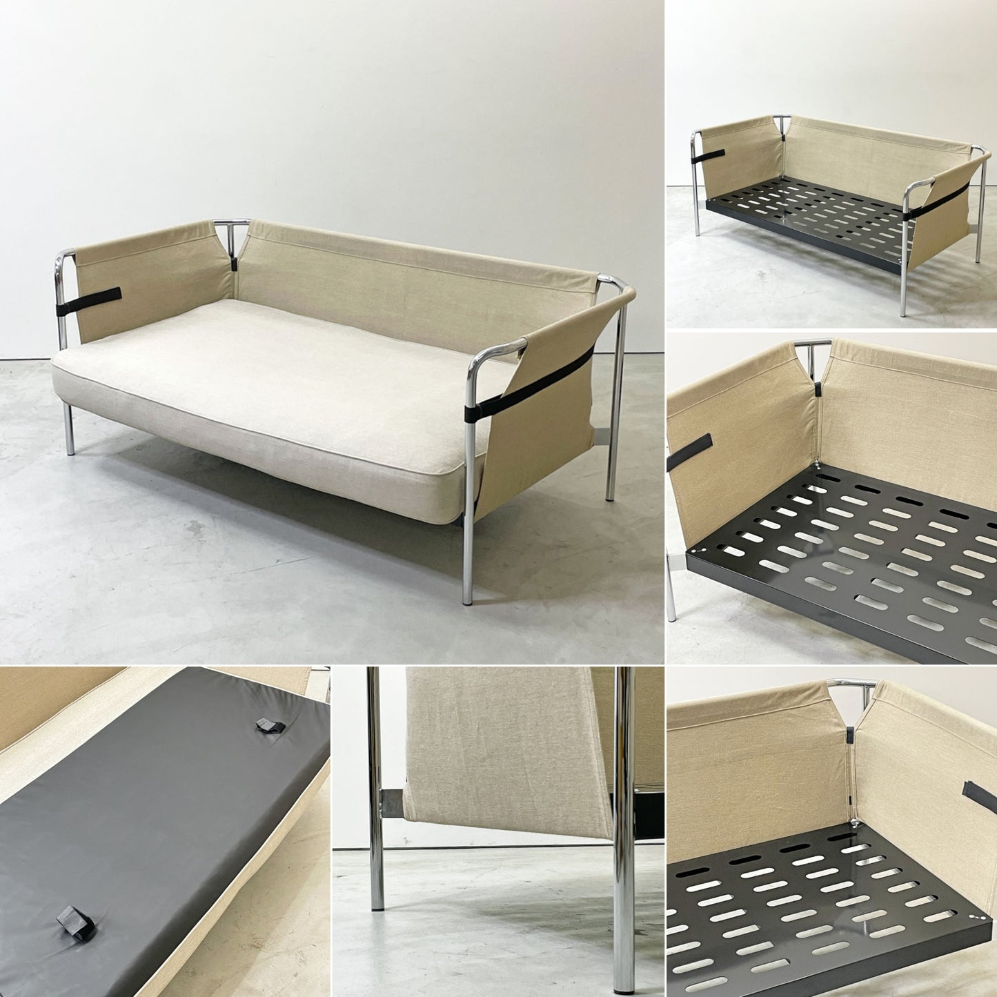 ヘイ HAY キャンソファ CAN SOFA 2シーター ソファ ロナン＆エルワン・ブルレック Ronan & Erwan Bouroullec ベージュ ファブリック クロームフレーム 北欧モダン ●