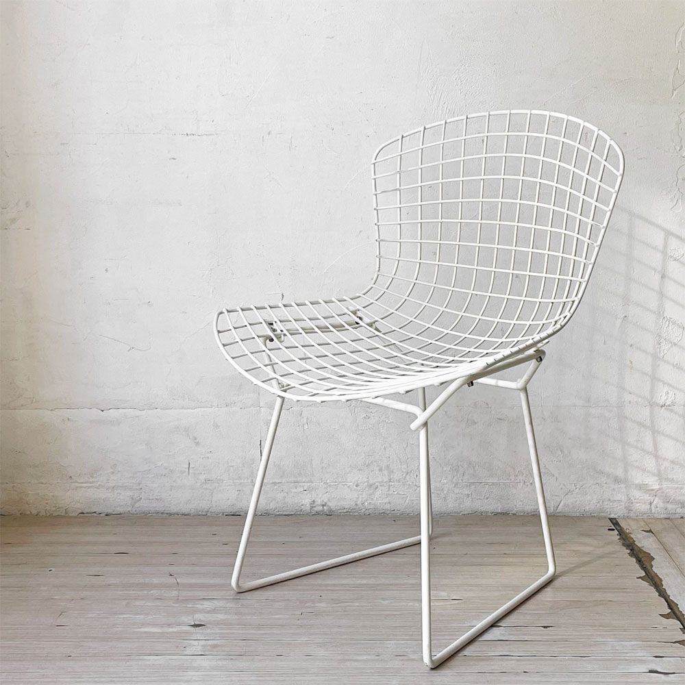 ノル Knoll 420 サイドチェア ワイヤーチェア ダイニングチェア ホワイト × レッド ファブリック フルカバー仕様 ハリー・ベルトイア ミッドセンチュリー ビンテージ ★