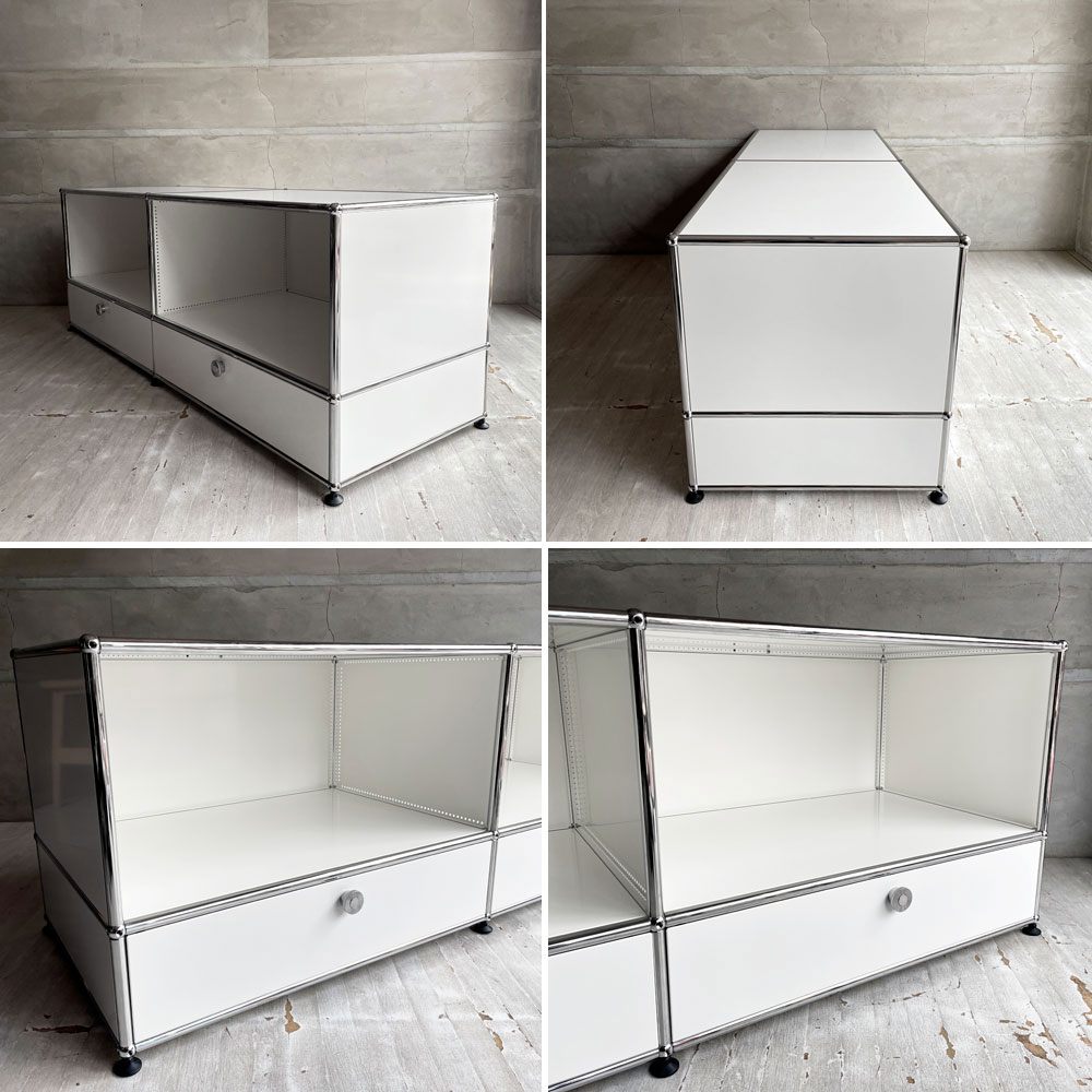 ユーエスエムハラー USMハラー USM Haller モジュラーファニチャー キャビネット シェルフ 2列2段 ドロップダウンドア ピュアホワイト ソフトクローズ機能 スイス 定価￥264,836-♪