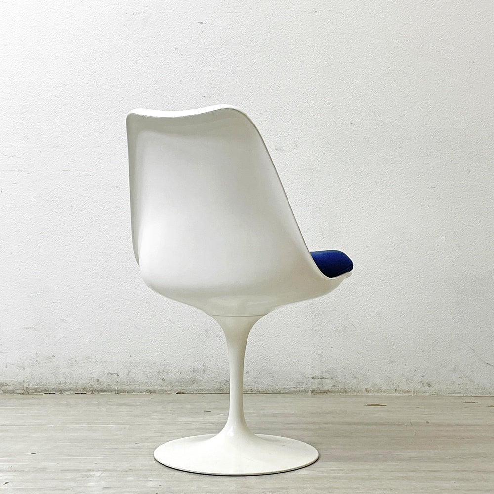ノル Knoll チューリップチェア ダイニングチェア  エーロ・サーリネン Eero Saarinen 固定式 FRP製 ファブリッククッション ブルー スペースエイジ ミッドセンチュリー ビンテージ ●