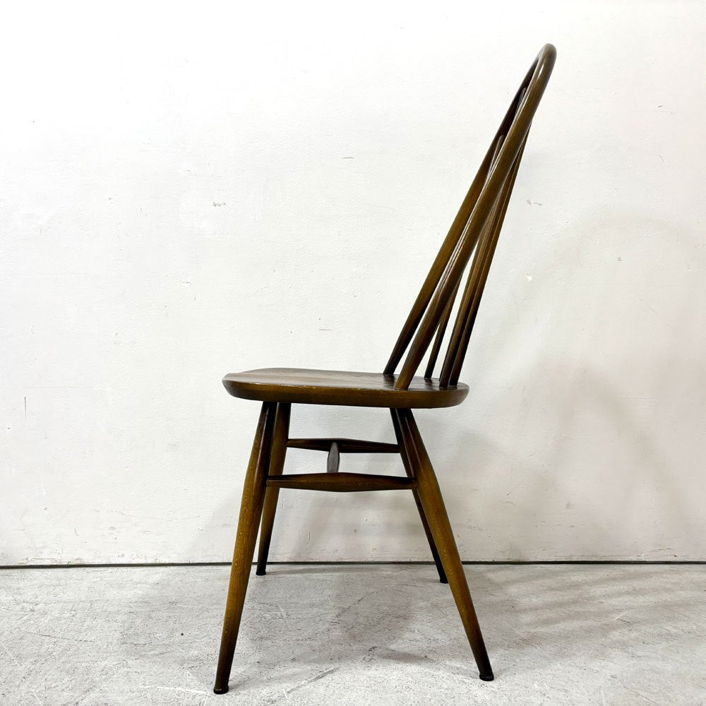 アーコール Ercol クエーカーチェア ダイニングチェア ハイバック エルム材 × ビーチ材 UKビンテージ 英国家具 ●