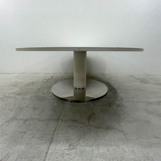 フェンディ・カーサ FENDI CASA ベルニーニ Bernini ラウンドダイニングテーブル 牛革リザード型押し パールホワイト 参考価格 約80-120万の品 〓