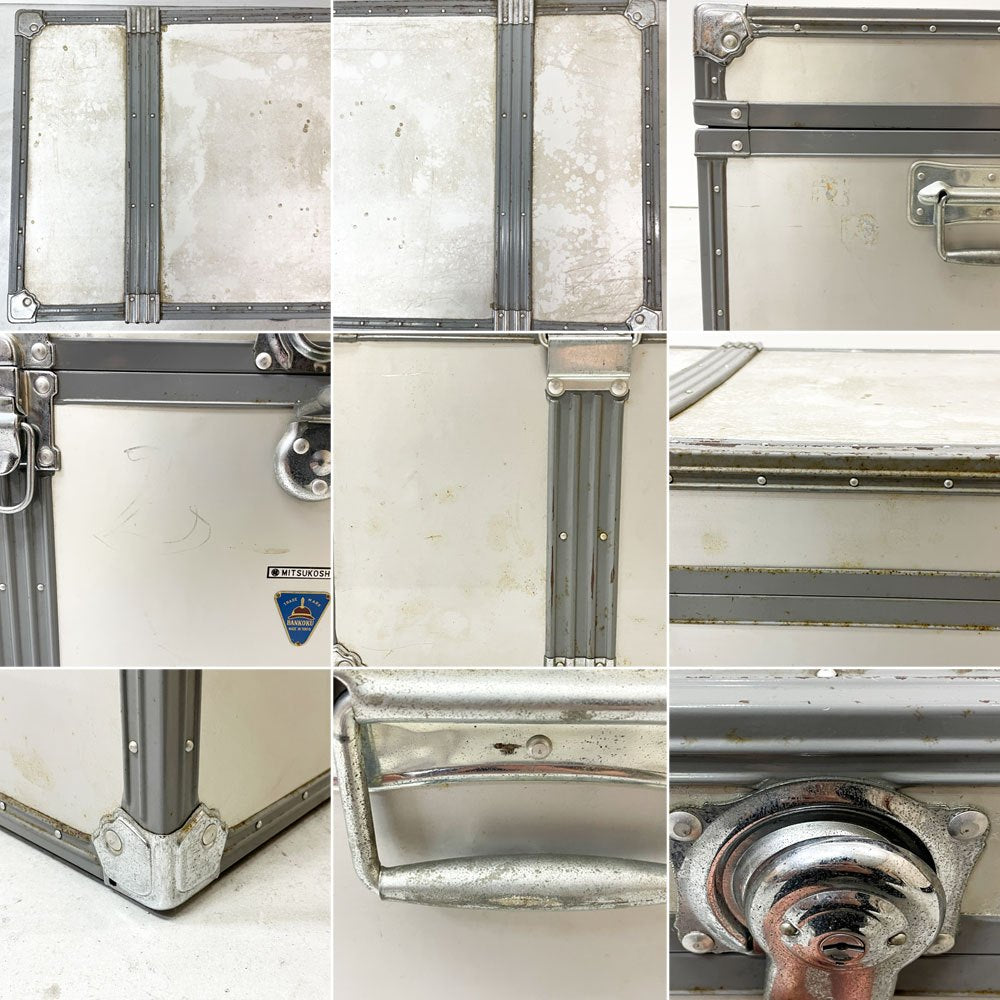 ビンテージ ジュラルミンケース アルミ製 トランク ローテーブル インダストリアルデザイン 工業系 店舗什器 A ●