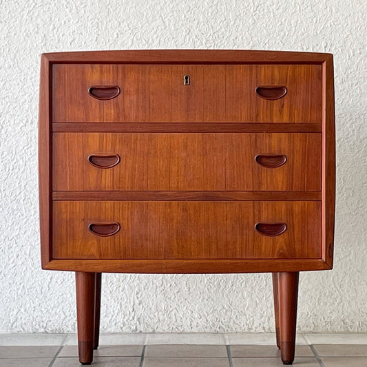 北欧ビンテージ Vintage チーク材 チェスト ミニチェスト 3ドロワー H69.5cm 北欧家具 ◇