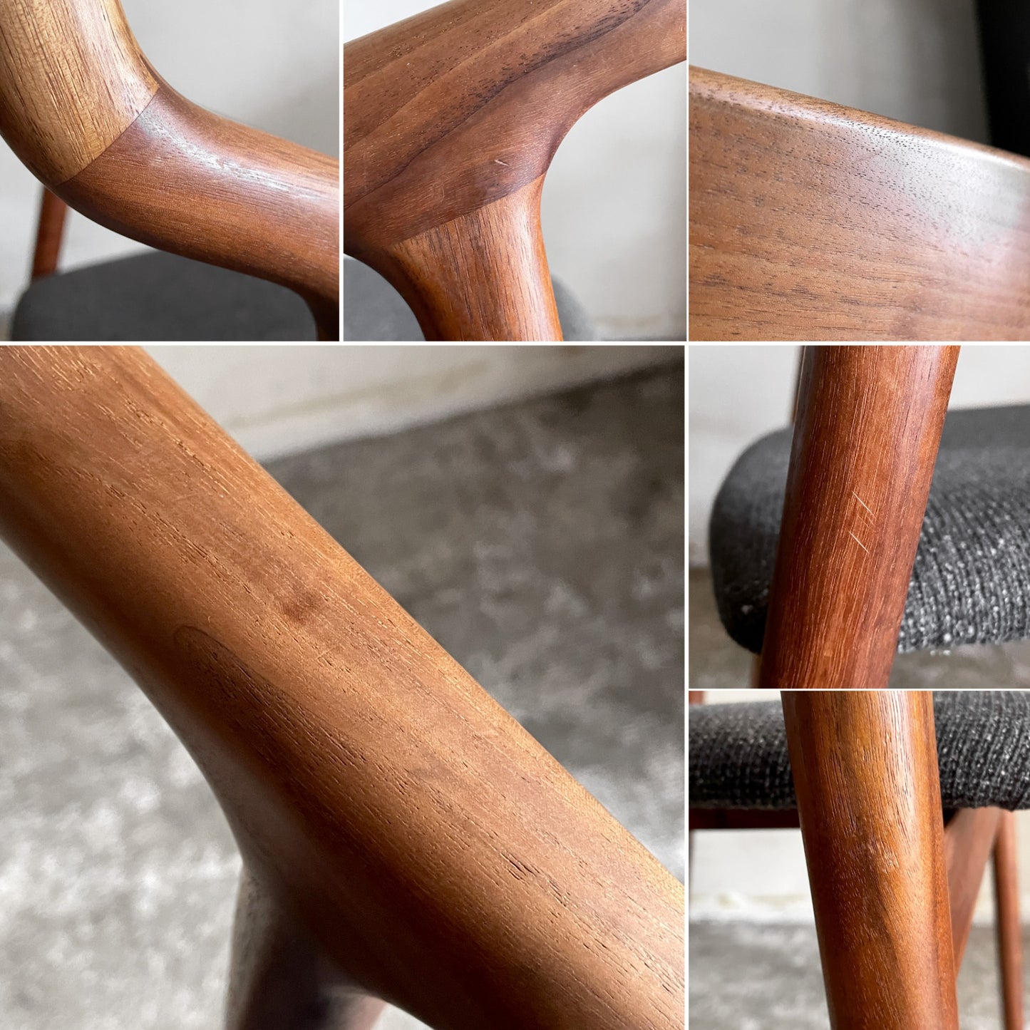 宮崎椅子製作所 ペペチェア PEPE side chair 背無垢タイプ ウォールナット ファブリックシート グレー系 フィンガージョイント 村澤一晃 A ■