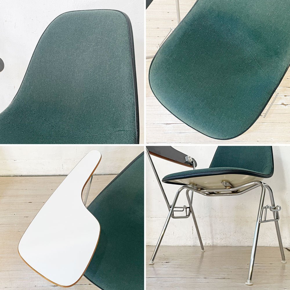 ハーマンミラー Herman Miller サイドシェルチェア セカンド 2nd ビンテージ アプホルスター スクールベース スタッキングベース 肘掛けテーブル付 イームズ ミッドセンチュリー E ★