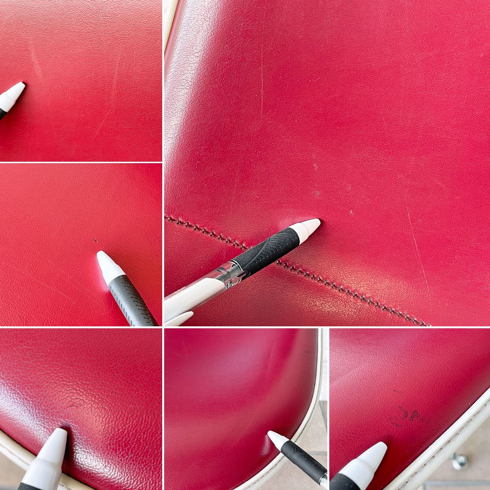 ハーマンミラー Herman Miller サイドシェルチェア 3rd パーチメント PVCレザー ボルドー エッフェルベース リプロダクト脚 イームズ ビンテージ ミッドセンチュリー ◇