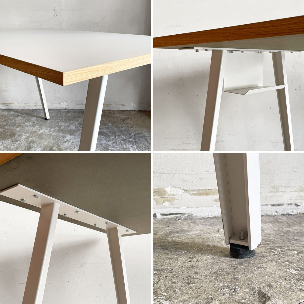 かなでもの KANADEMONO ザ・テーブル THE TABLE リノリウム天板 デスク ダイニングテーブル W120cm × Slimline脚 ホワイト ■