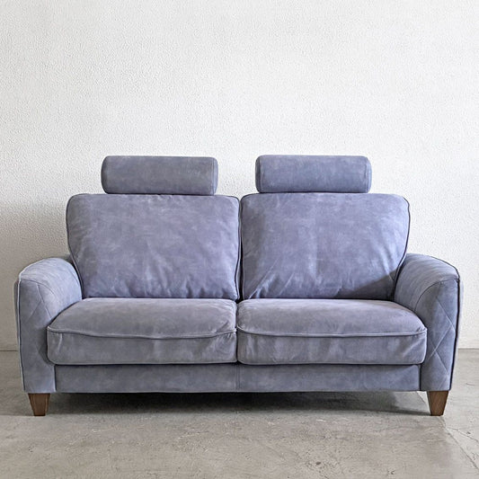 リラックスフォーム RELAX FORM コロンバス COLUMBUS 2.5人掛けソファ W174cm ブルーグレー系 レザーテックス ヘッドレスト付き 関家具 廃番サイズ  〓