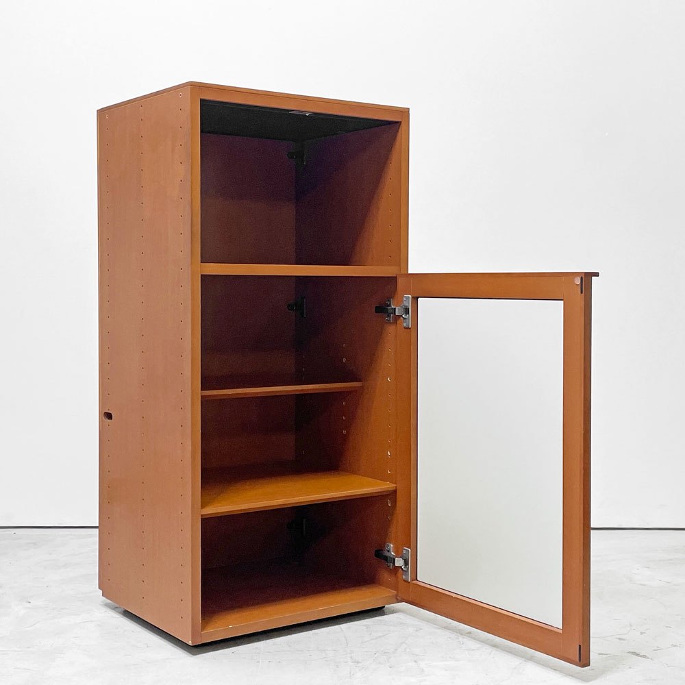 アルフレックス arflex コンポーザー COMPOSER キャビネット チェリー色 スリムキャビネット 棚板一枚付属 ガラス扉 ナチュラルモダン ●