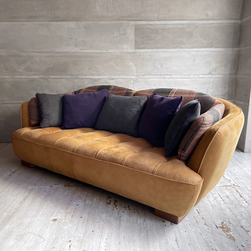 クラッシュゲート CRASH GATE タブレザーワークス tabu Leather Works オピアム OPIUM 3Pソファ  キャメル オイルレザー 定価 ¥418,000- ♪