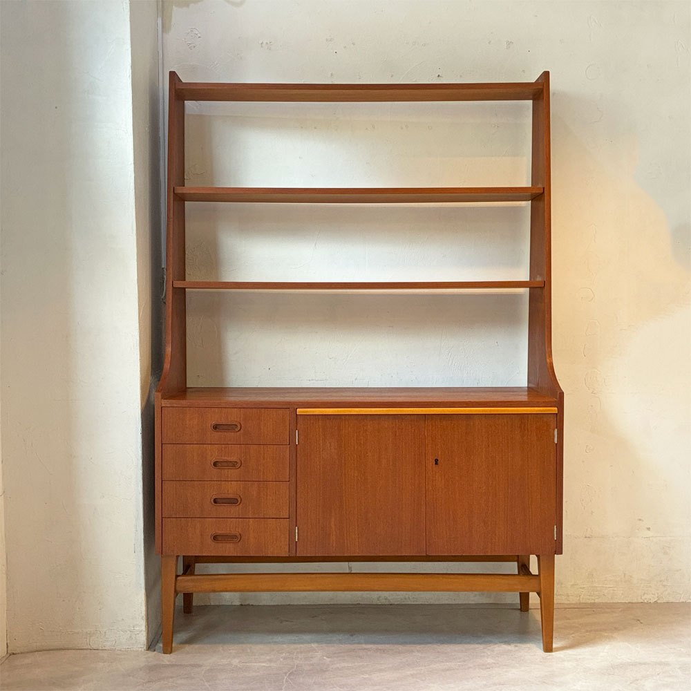 スウェーデンビンテージ Swedish vintage チーク材×ビーチ材 ブックシェルフ ルームディバイダー キャビネット room divider 北欧家具  ★