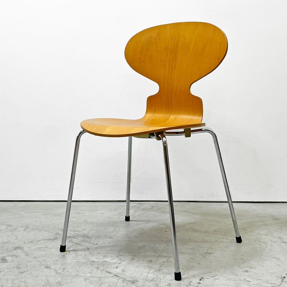 フリッツハンセン Fritz Hansen アントチェア 4本脚 ナチュラルビーチ ラッカー アルネ・ヤコブセン 北欧家具 E ●