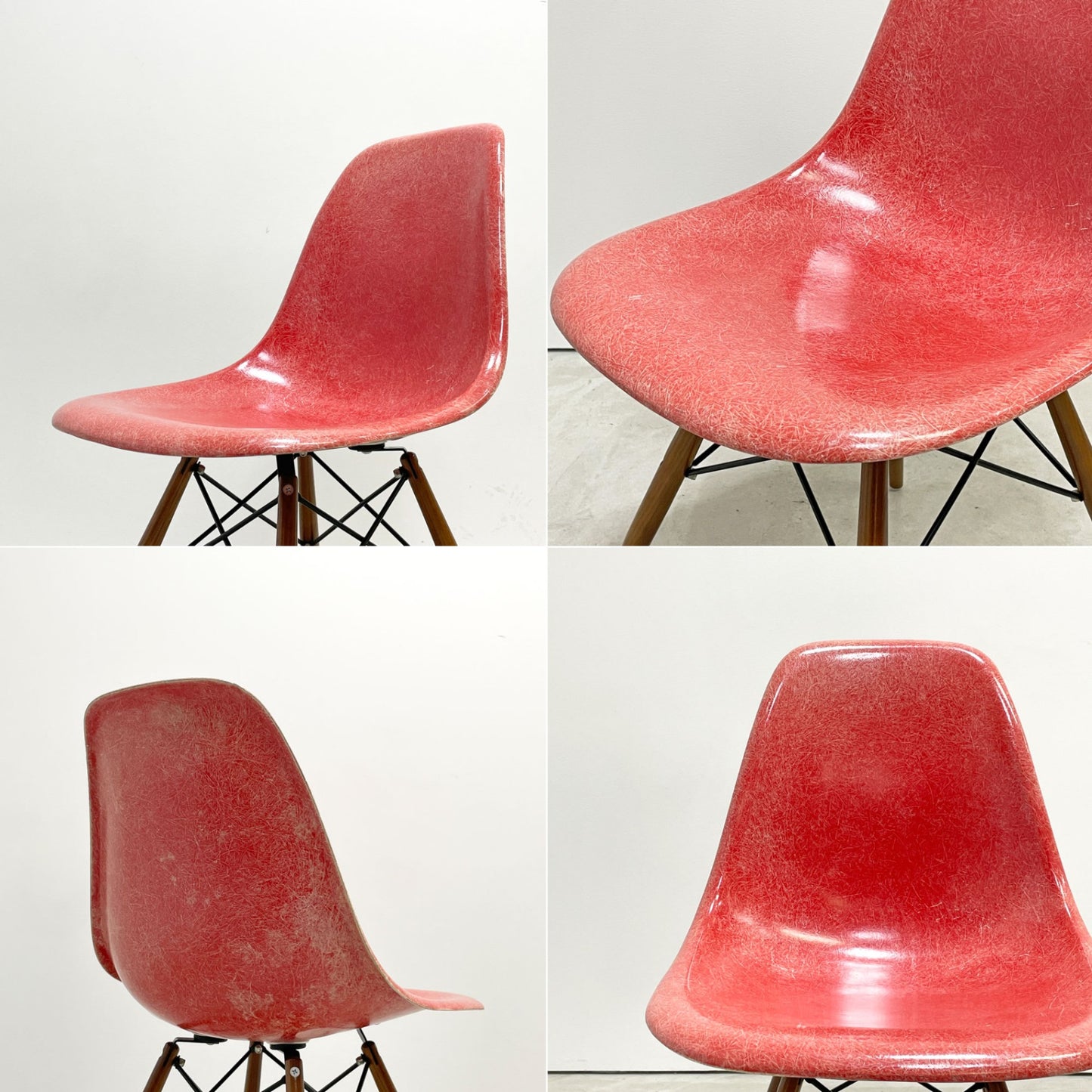 ハーマンミラー Herman Miller イームズ ビンテージ サイドシェルチェア 2nd 希少 クリムゾンレッド ドゥエルレッグベース リプロダクト脚 ミッドセンチュリー ●