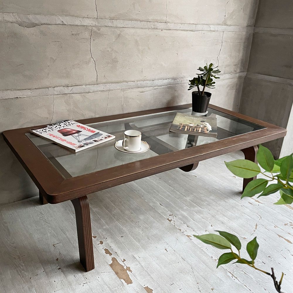 グラフ graf ナラティヴ Narrative サブロク 3/6 コーヒーテーブル ワイド  Coffee Table Wide w120cm ブラウン ガラス天板 ローテーブル シナ材 定価¥176,000- ♪
