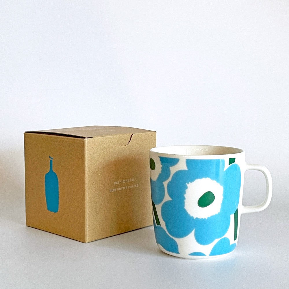 マリメッコ marimekko ウニッコ UNIKKO マグカップ 400ml ブルー ブルーボトルコーヒー コラボ 60周年記念 限定品 箱付き 北欧 ■