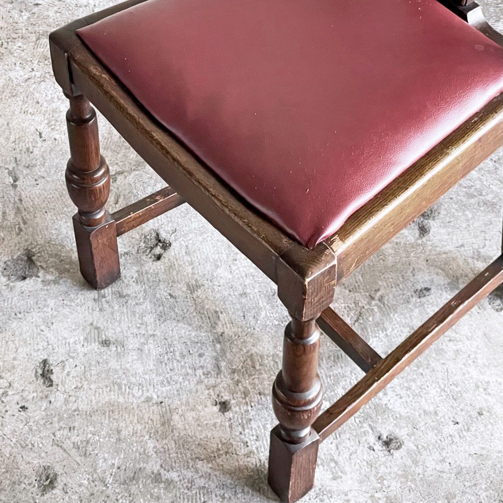UKビンテージ UK Vintage オーク材 ダイニングチェア バルボスレッグ アンティーク 英国家具 B ■