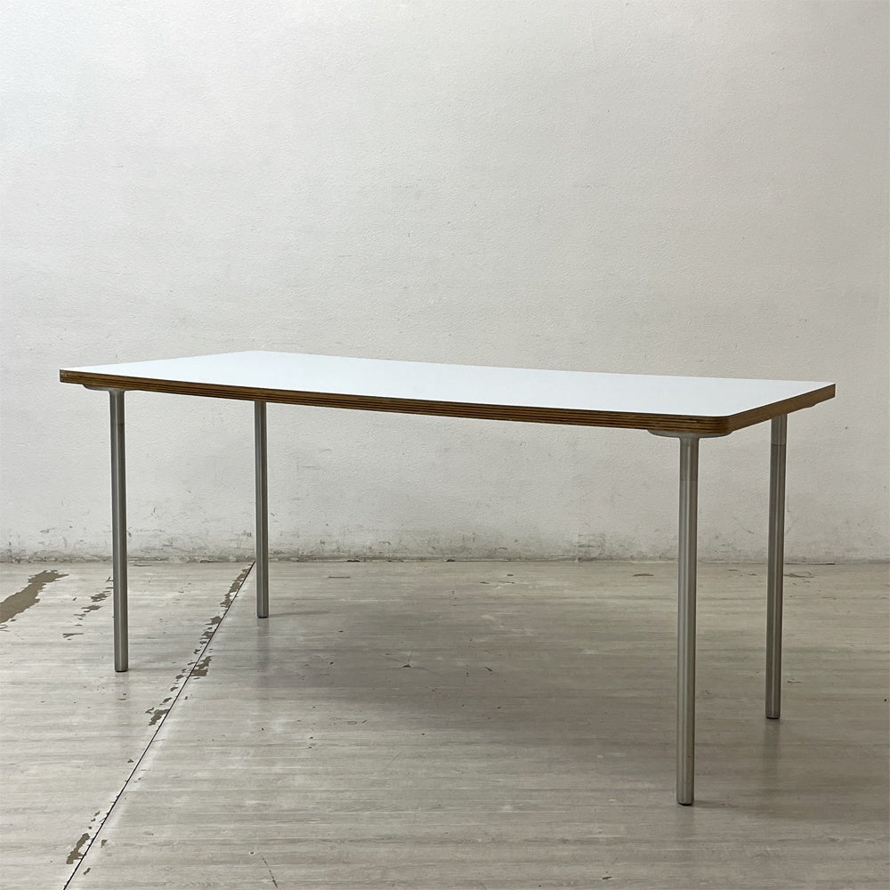 イデー IDEE バリエーションテーブル VARIATION TABLE ダイニングテーブル ワークテーブル ラミネート天板 ライトブルー スチール 希少 廃番 A ●