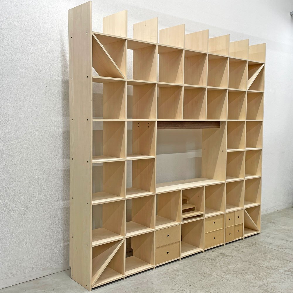 マルゲリータ margherita シェルフ 開口部のある本棚 縦7コマ×横7コマ-223 SHELF-AR-ROOM W240cm 引き出しユニット×3 本棚の中の棚×3個セット 総定価約25万円 〓