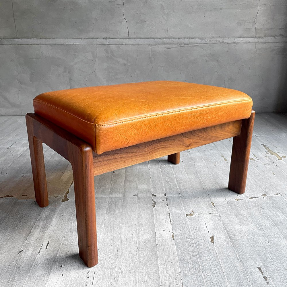 ナガノインテリア NAGANO INTERIOR リアル REAL ツムギ スツール tsumugi stool オットマン ウォールナット無垢材 本革 レザー ♪