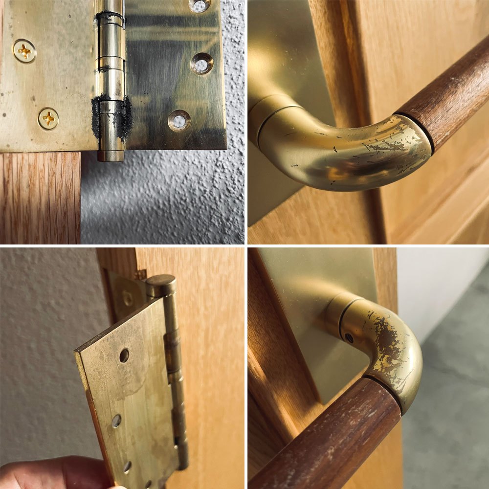 モーブレーワークス MOBLEY WORKS オーク材 4パネル ドア 真鍮ハンドル 建具 ドアクローザー付き 店舗什器 A 〓