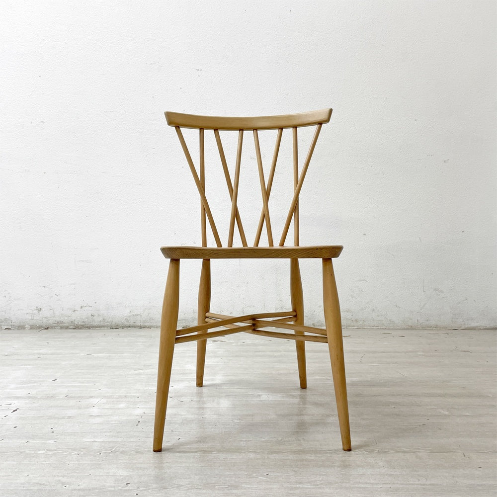 アーコール Ercol クロスバックチェア エックスバック ラティスドチェア エルム材 UKビンテージ Vintage 英国家具 ●