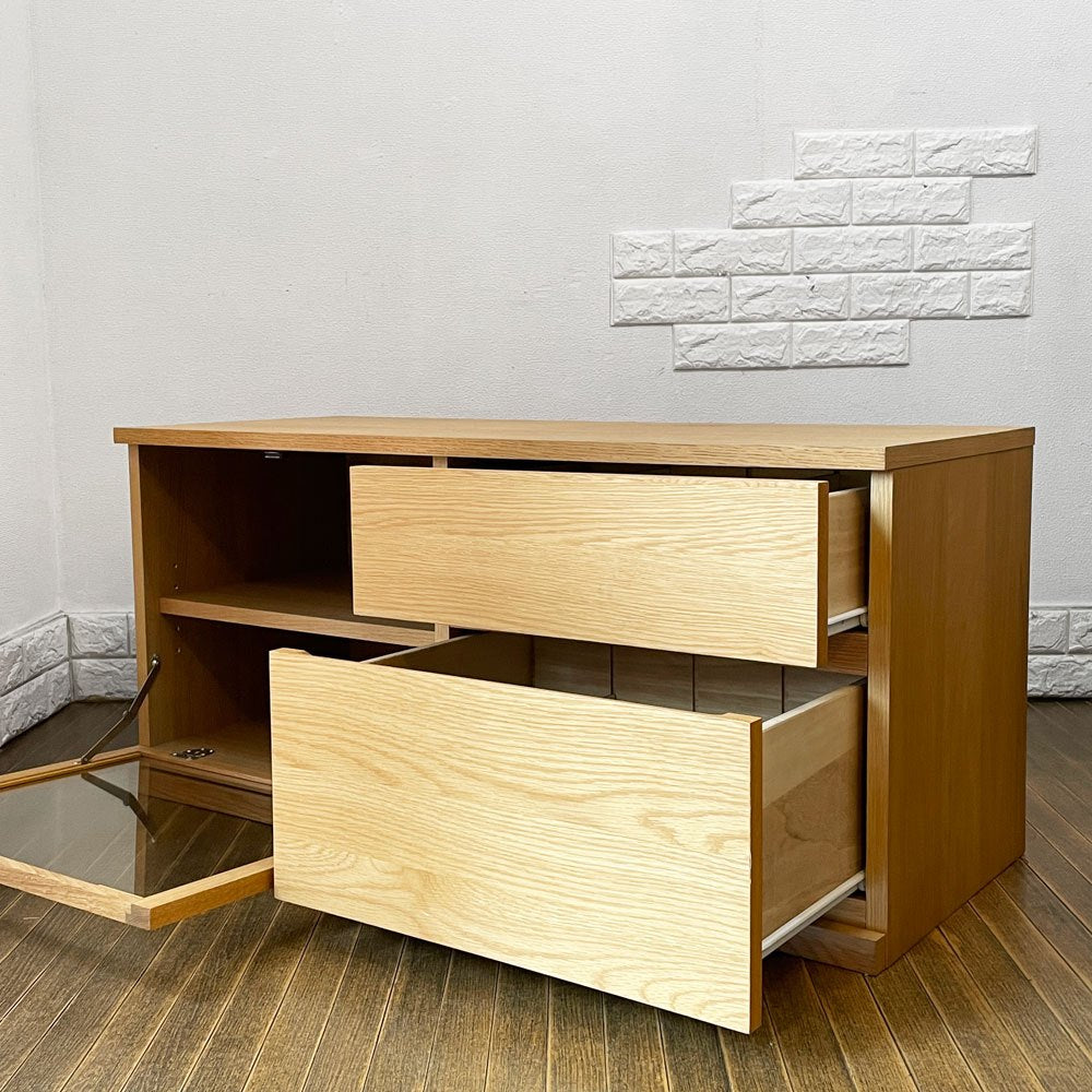無印良品 MUJI AVボード AVラック 引出し付 オーク材 W110cm ナチュラルデザイン 定価：39,900円 ◎