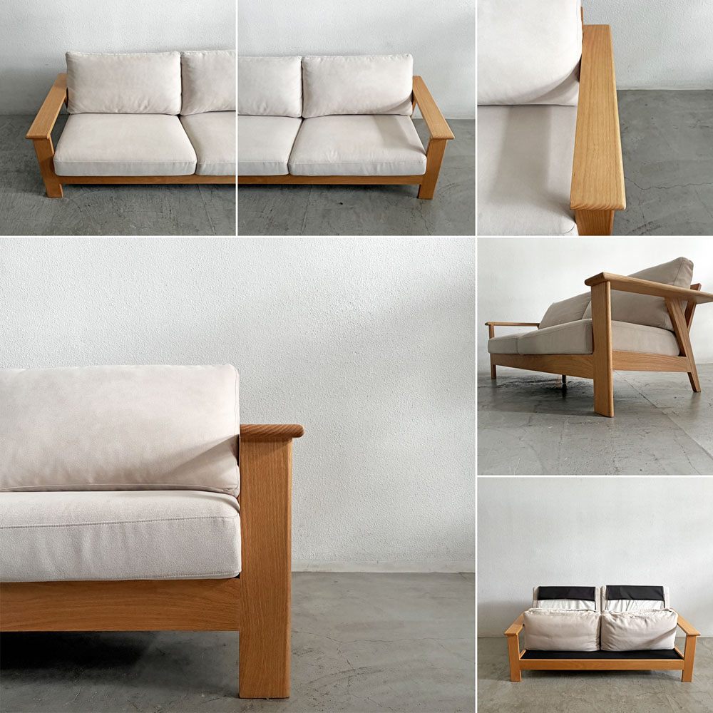 木蔵 BOKURA SP-SOFA01 3人掛けソファ レッドオーク材 W184cm カバーリングファブリック オフホワイト系 定価￥186,890-以上 〓