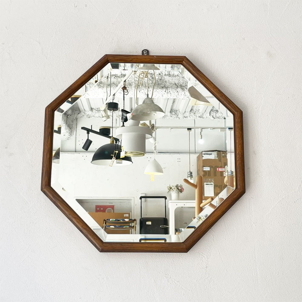 三越ブルージュ Brugge 八角形 ウォールミラー Octagon Wall Mirror英国カントリースタイル ナラ無垢材 楢 オーク材 壁掛け鏡  ★