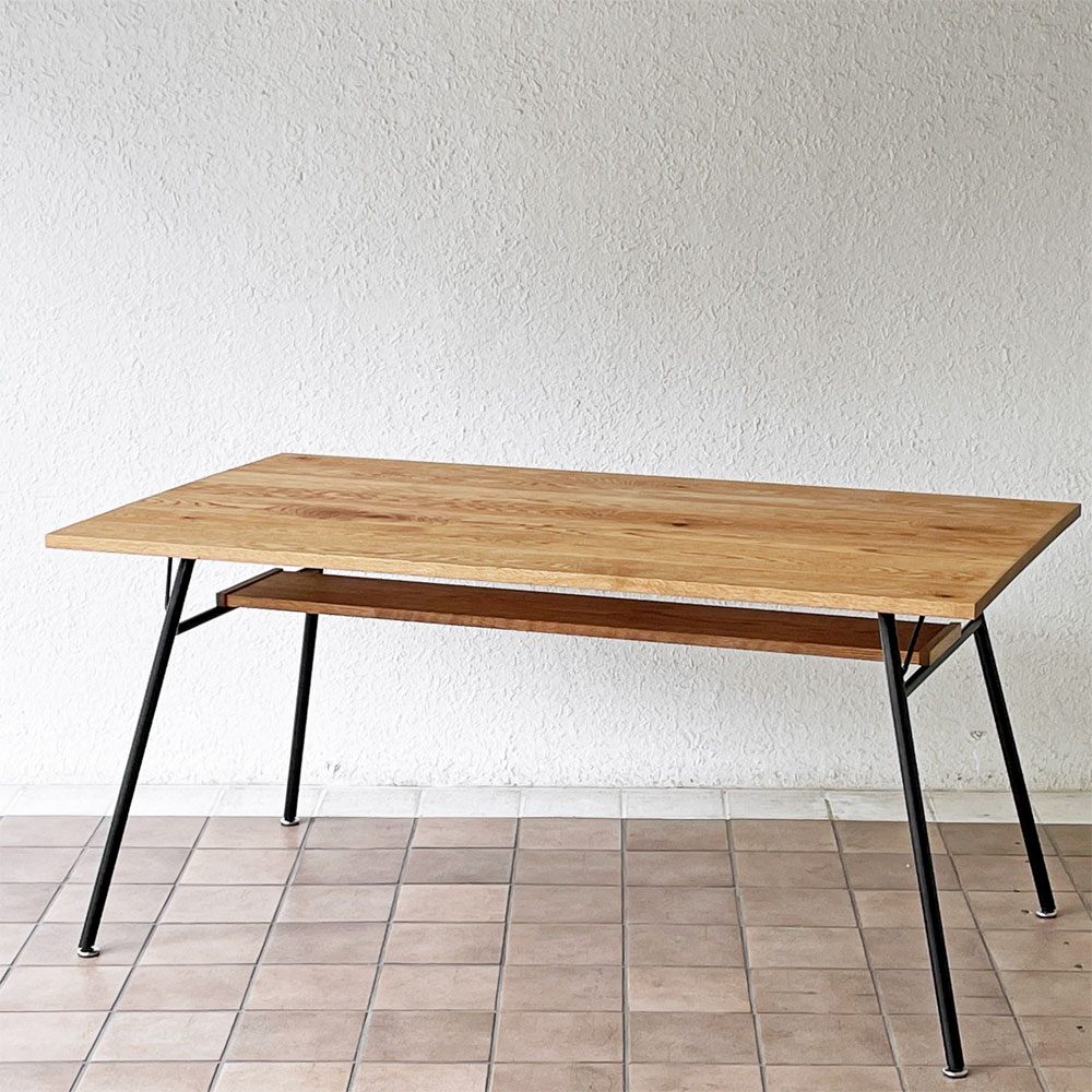 モモナチュラル MOMO Natural ベント VENT ダイニングテーブル W150cm オーク無垢材 ISO STEEL LEG スチール脚 マガジンラック付き  ◇