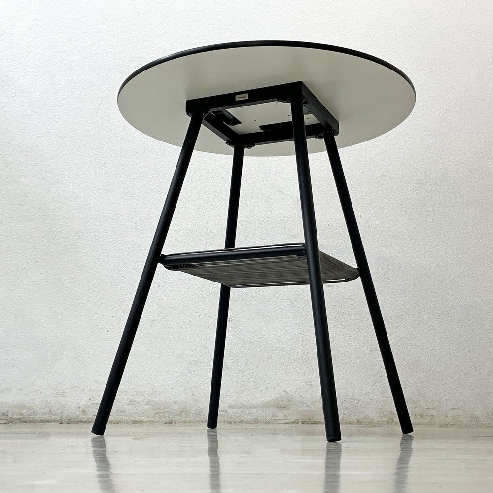 ボーコンセプト Bo Concept エルバ ELBA テーブル ガーデンテーブル カフェテーブル ラウンドトップ ラミネート天板 スチール脚 ラック付き デンマーク 北欧家具 ●