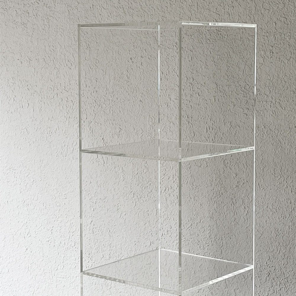 アクリル製 オープンシェルフ ディスプレイラック 4段 キャスター付き 台車 飾り棚 店舗什器 ◇