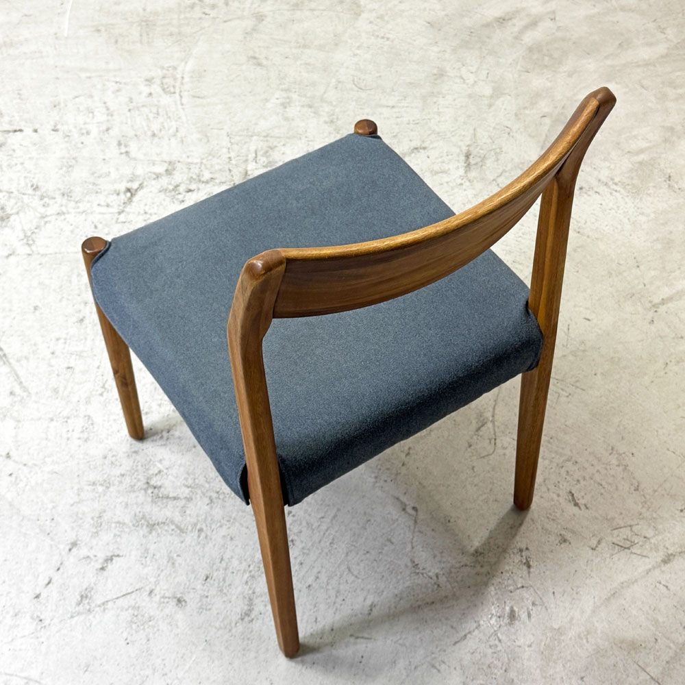 朝日木材加工 エッダ EDDA Dining Chair101 Fabric ダイニングチェア ブルー 北欧 定価￥33,000- A ●