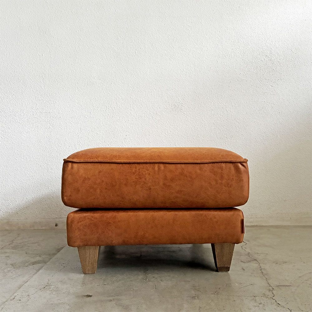 リラックスフォーム RELAX FORM コロンバス COLUMBUS Ⅱ オットマン W70cm レザーテックス キャメル 木脚 関家具 定価￥55,000- 〓