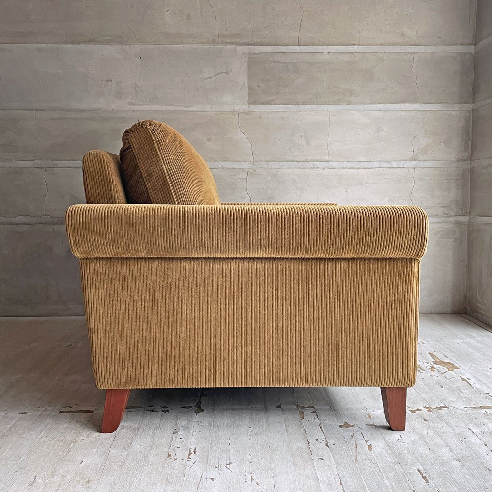 トラックファニチャー TRUCK FURNITURE FKソファ FK SOFA 1.5シーター F-21 グリーンコーデュロイ ウォールナット無垢材 定価￥352,000- ♪