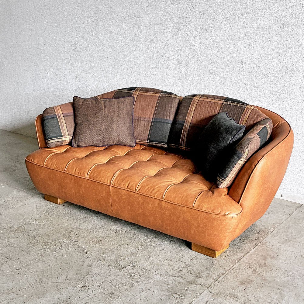 クラッシュゲート CRASH GATE タブレザーワークス tabu Leather Works オピアム OPIUM 2.5シーターソファ W176.5cm リサイクルレザー クッション一部欠品 〓